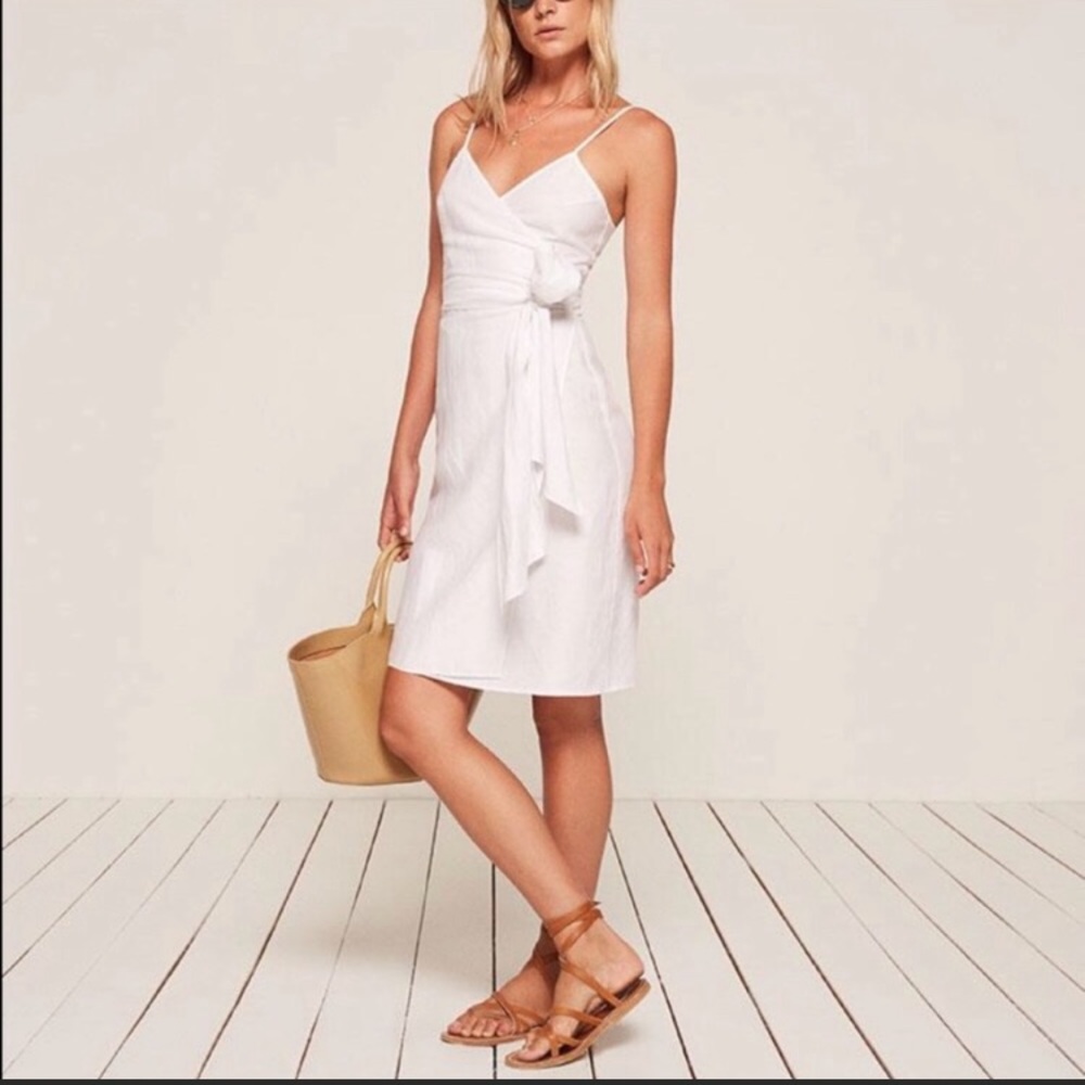 Reformation Lucille White Linen Dress